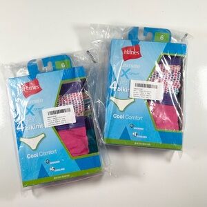 Hanes Girls' Cool Comfort Bikinis Underwear Panties Lot of 2 Packs size 6